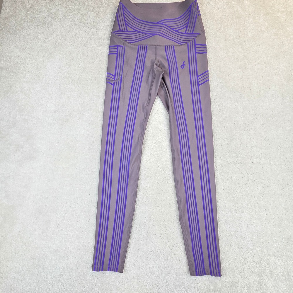 Fanka PowerBand Resistance Full Leggings Reversible High Waist Purple Grey Small